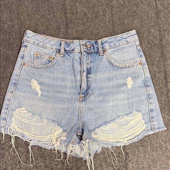 Topshop Pants - Topshop Light Blue Distressed Jean Shorts